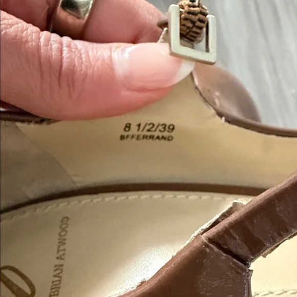 Brian Atwood Patent Leather Brown Peep Toe Heels - Picture 5 of 9